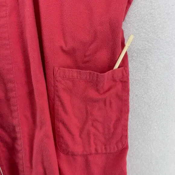 LL Bean Robe Women XLP Petite Belt Lounge Sleepwear Bathrobe Brushed Cotton Red - Picture 10 of 14